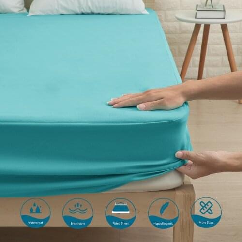 Waterproof Bed Cover Colorful Fitted Sheet Waterproof Sanded Mattress Protector Cover sabanas bajeras ajustables cama 150