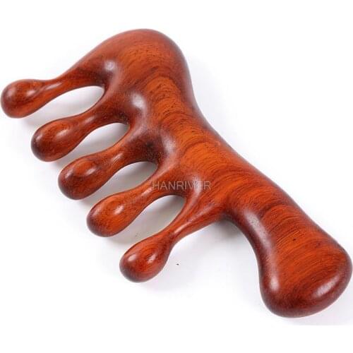 Rosewood comb ebony entire household portable wide tine head meridian massage five tooth comb