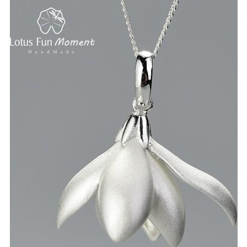 Lotus Fun Moment Elegant Magnolia Flower Pendant without Necklace Real 925 Sterling Silver Handmade Fine Jewelry for Women Gift