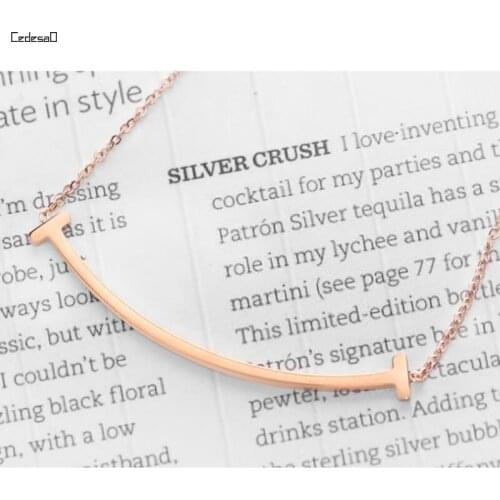 Smiling Face T Letter Shape Chain Necklace For Women Custom Smile Necklace Handmade Gold Choker Pendant