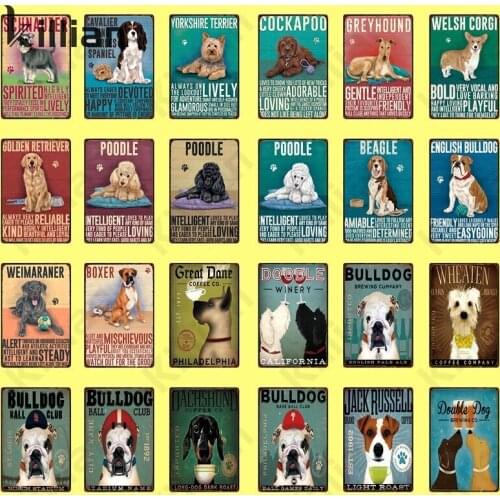 Animal Picture Metal Plaque Painting Metal Plate Dog Metal Painting Retro Metal Poster Cartoon Tin Sign Bar Club Home Decoration