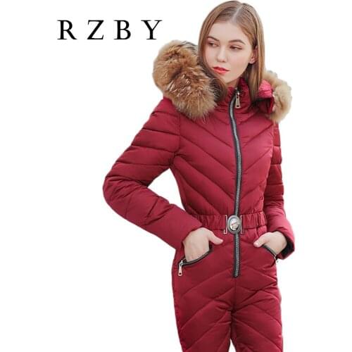 Winter Ladies New Long Casual Slim Thick Down Padded Jacket Real Big Fur Hooded Warm Waterproof Jacket Coat Romper