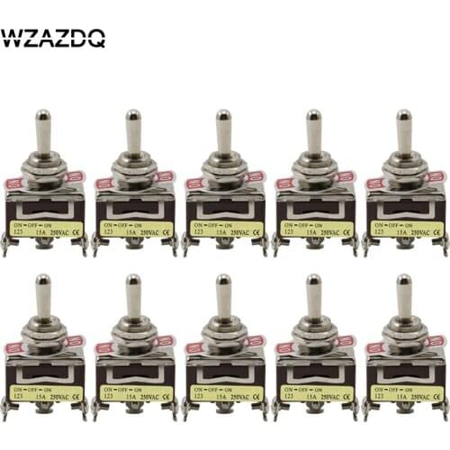 10pce high quality button switch 123 wall rocker toggle switch three legs three gears self-reset 12mm silver contacts