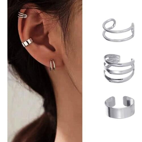3 pcs Fashion Simple Smooth Ear Cuffs Clip Earrings for Women No Piercing Fake Cartilage Earring Jewelry Gifts