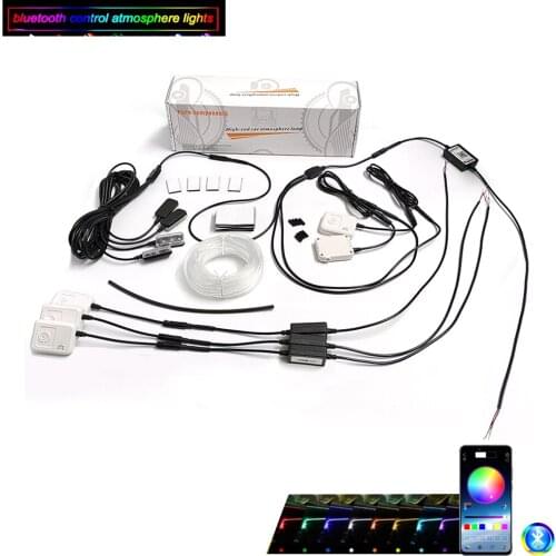 5 in 1 Ambient Light with Foot light NO Threading DIY 6M Soft Refit Optic Fiber Band APP Control 64Color