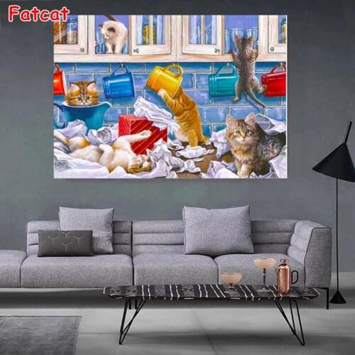 5D Diamond Painting Pet Cat Full Square Drill DIY Diamond Embroidery Mosaic sale Rhinestone Kitchen Decoration Handmade PP2446