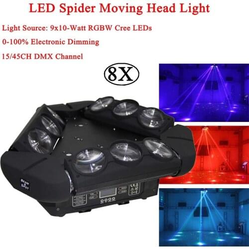 8Pcs/Lot NEW Stage Effect Lighting Beam Laser Strobe 3in1 LED Spider Light 140W Moving Head Light DMX512 DJ Disco Music Party