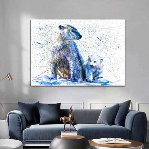 Watercolor Polar Bear Poster Animal Picture Canvas Art Wall Painting Posters And Prints For Living Room Decoration Cuadros