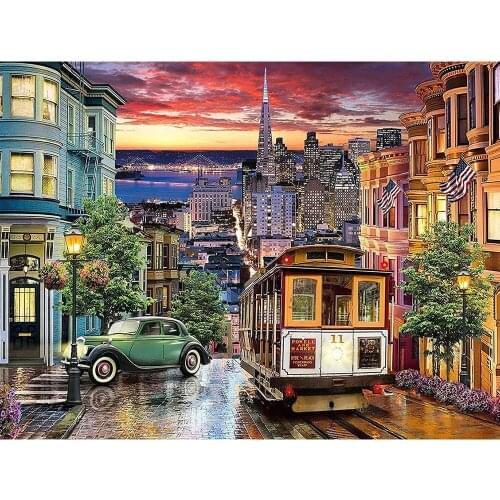 5D DIY Diamond Embroidery Street Pictures Of Rhinestone Diamond Painting City Landscape Cross Stitch Mosaic Home Decor
