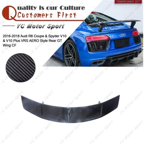 Car Accessories Dry Carbon Fiber VRS AERO Style Trunk GT Wing Fit For 2016-2018 R8 Coupe & Spyder V10 & V10 Plus Rear Spoiler