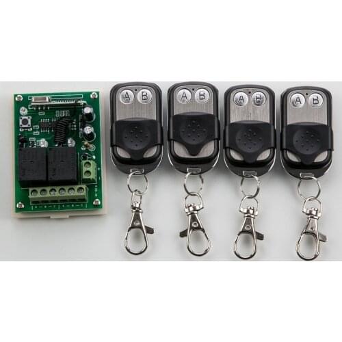NEW DC12V 2CH 10A Radio Controller RF Wireless Push Remote Control Switch 315 MHZ 433 MHZ teleswitch 4 Transmitter +1 Receiver