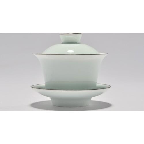 PINNY Hand Made Celadon Tea Tureen Chinese Style 150ml Ceramic Gaiwan High Quality Kung Fu Tea Set Tea Ceremony Necessary