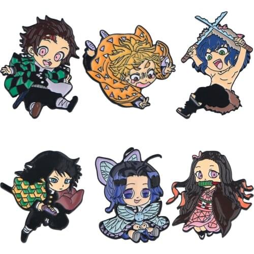 DZ1667 Japanese Anime Icons Manga Demon Slayer Badge Cool Cute Enamel Pins Custom Brooches Lapel Jewelry Friends Kids Gift