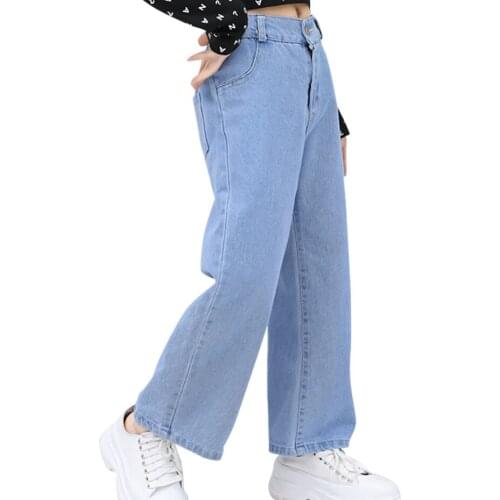 Jeans For Girls Solid Color Jeans Kids Girl Casual Style Kids Jeans Spring Autumn Childrens Clothes 6 8 10 12 14