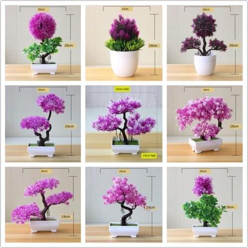 Purple Red Artificial Plants Bonsai Small Tree Grass Flower Potted Bonsai Christmas Halloween Wedding New Year Home Decor Plants