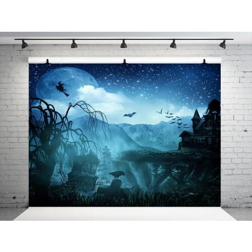 VinylBDS Blue Night Halloween Photography Backdrop Starry Sky Photograph Backdrop Photo For Children Backgrounds Photo Studio