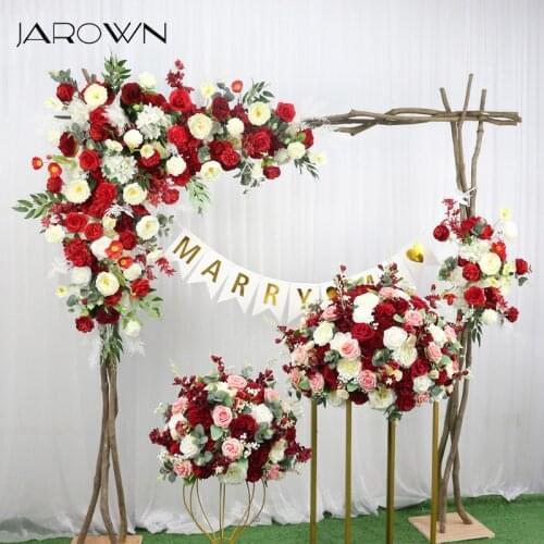 JAROWN Customize Wedding Floral Artificial Rose Flower Row Flower Ball Centerpiece Banquet Party Desktop Decor Christmas Decor
