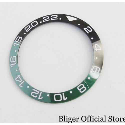 38mm Black Green Ceramic Watch Bezel Ring Insert Fit 40mm Automatic Men Watch