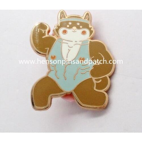 China Supplier gold metal High polish zinc alloy hard enamel animal bear pin badge