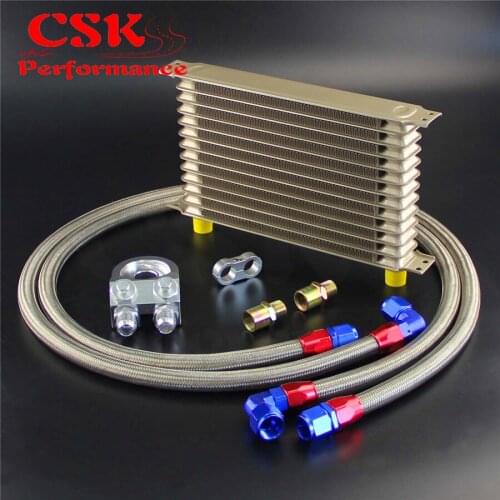 Champagne AN10 Trust Oil Cooler 13 Row +3/4*16 & M20*1.5 Filter Adapter Hose Kit