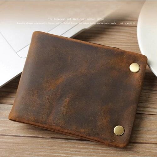 Mens Genuine Leather Trifold Wallet Wowen Natural Leather Zipper Short Purse Card Holder Change Coin Purse Male Clutch Wallets