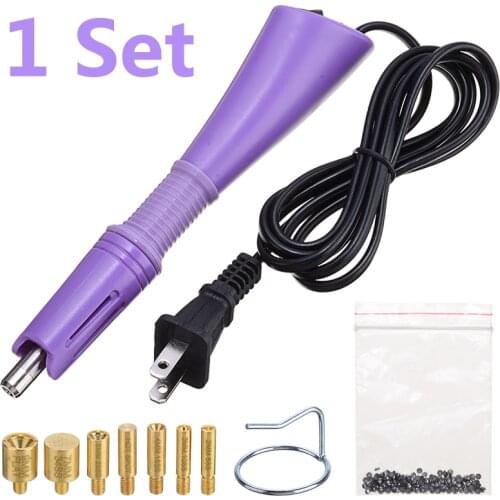 DIY Hotfix Rhinestone Applicator Iron on Wand Heat-fix Tool Kit Set with 7 Tips for Wedding Dress Clothing