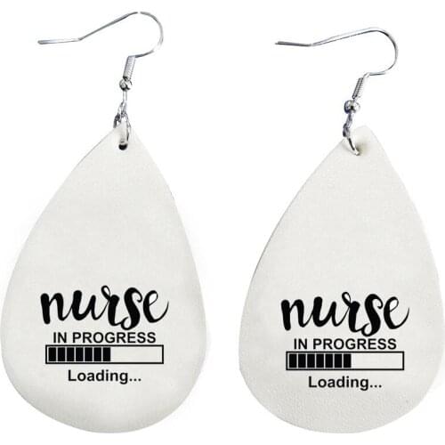 New Earrings For Nurse Life Heart Faux Leather All Can Be Diy Stock