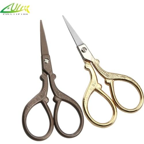 FULLIIFISH 3.5” 9cm Fly Fishing Scissor Golden Titanium Stainless Steel Vintage Classic Pointed Scissors Durable Fly Tying Tools