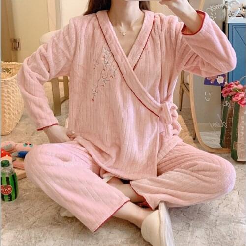 Maternity clothes spring and autumn flannel Chinese style Hanfu literature and art confinement clothes postpartum pajamas