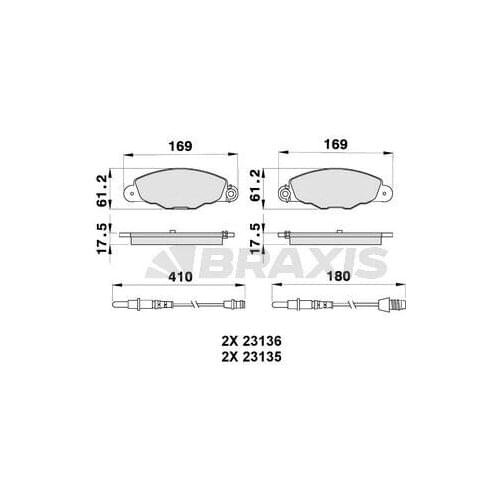 FRONT BRAKE BALATASI CITROEN XANTIA XM SERIE 2 425145 BRAXIS AB0197