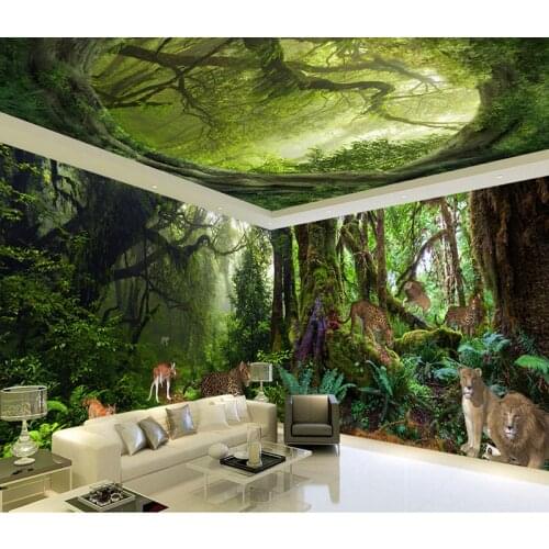 Custom Photo Wallpaper 3D Stereoscopic Forest animal Mural Wallpaper Living Room Bedroom Sofa Backdrop Wall Murals Wallpaper