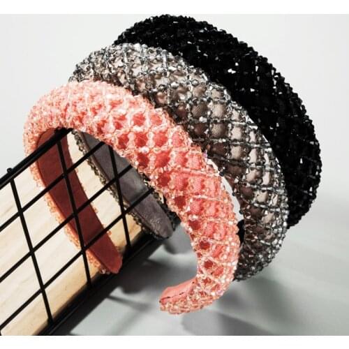 ZA Sparkly Padded Rhinestones Headbands Full Crystal Luxurious Limited Edition Hairbands Bejewled Black White Women Headband