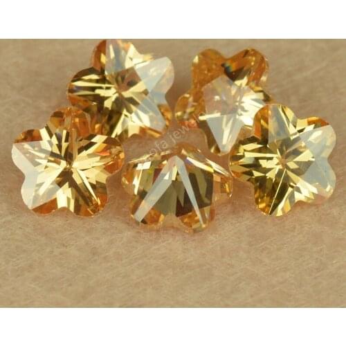 Sale AAAAA 3*3~10*10mm Light Champagne Loose CZ Flower Cut Lab Grown Cubic Zirconia Gems Stone Pentagram Plum Shape For Jewelry