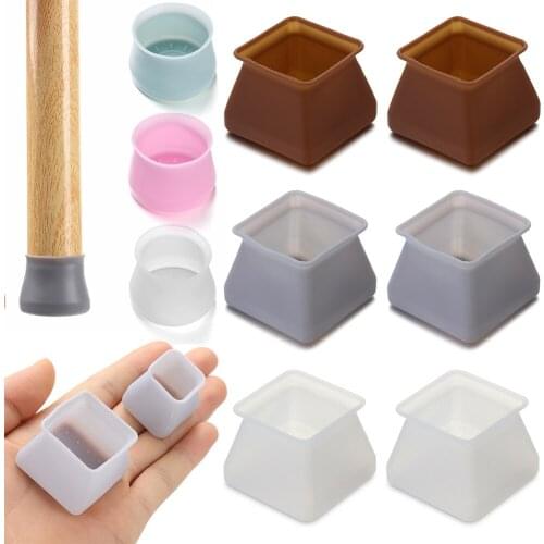 10Pcs Square/Round Silicone Chair Leg Caps Floor Protectors Feet Pads Mute Solid Table Leg Cover Anti-slip Pad Daily Accessory