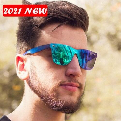 2021 New Luxury Sunglasses Men Women Rivet Colorful Retro Driving Sun Glasses Ladies Mirror One Piece Lens Shades UV400