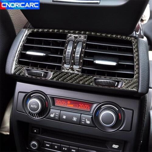 Carbon Fiber Rear Air Conditioner Vent Frame Decoration Cover Stickers Trim For BMW E70 E71 X5 X6 2008-2014 lnterior Accessories