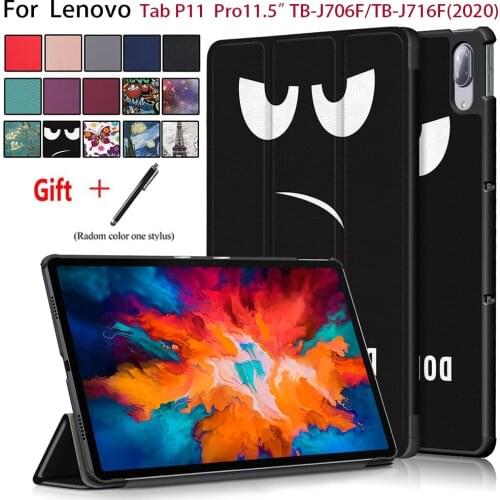 Smart Case for Lenovo Tab P11 Pro TB-J706/Tab P11 TB-J606 Slim PU Leather Tri-Fold+Hard PC Back Shell Cover with Magnetic Stand