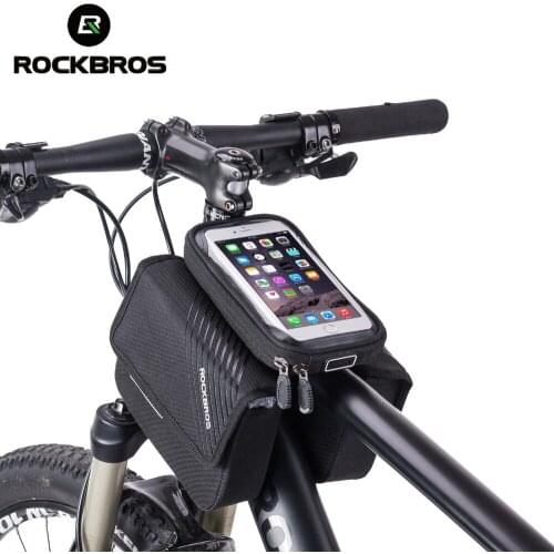 ROCKBROS Cycling 6.0'' Bike Frame Bag Bicycle Top Tube Pouch Bag Touch Screen Waterproof Phone Holder Big Capacity Frame Bag