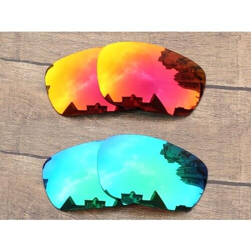 Vonxyz 2 Pairs Ruby Mirror & Jade Mirror Polarized Replacement Lenses for-Oakley Jawbone Frame