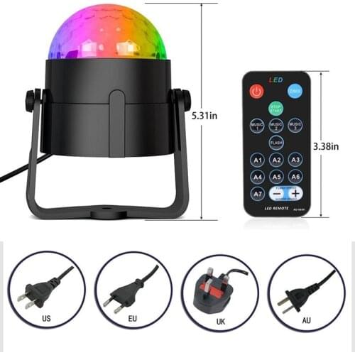 Rotating Disco Ball Party Lights Strobe Light 3W RGB LED Stage Lights For Christmas Home KTV Xmas Wedding Show Remote contro