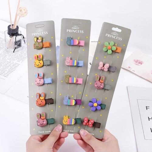 5PCS lovely Childrens series Suit Hair Clips Creative Cartoon Animal Word Flower Girls Hair Accessories HeadWear
