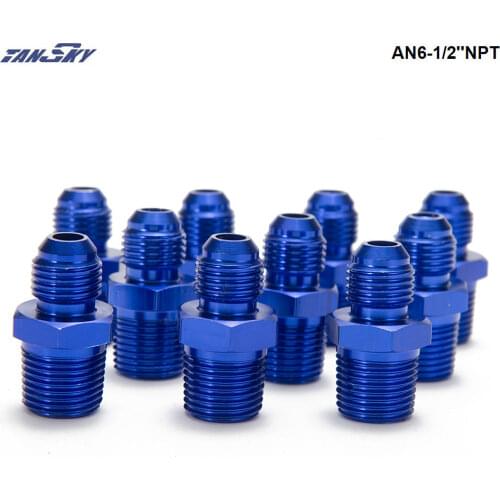 10PCS/LOT Adaptor Aluminum Car Fittings For Braided Lines (Hoses) - Fuel / Oil / Gas / Water / Fluid / Air AN6-1/2''NPT