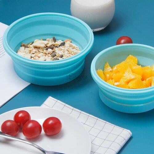 2Pcs/Set Bowl Sets Silicone Folding Lunch Box Microwave oven heating Folding Bowl Portable Bowl Foldable Salad Bowl with Lid