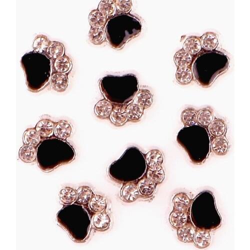 20Pcs/lot Rhinestone Black Dog Footprint Animal Floating CharmsMemory Living Locket Jewelry F453