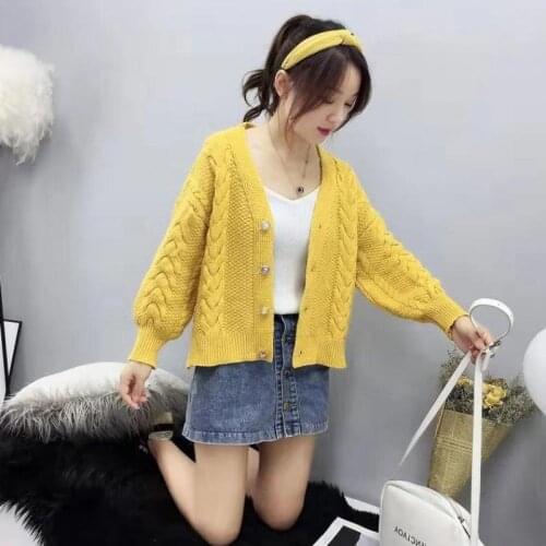 2021 Women Cardigan Winter Cashmere Sweater Long Sleeve V neck Womans Sweater Cardigans jersey knit Jumpers Pull Femme Coats