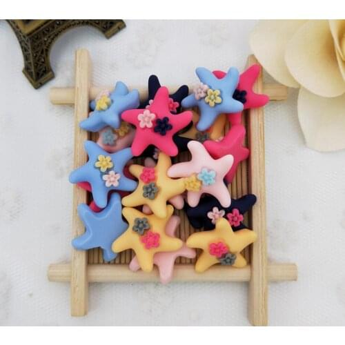 50pcs Matte Starfish Flower Flatback Beads For Scrapbooking Craft Diy Hair Clip Figurines Headwear Cellphone Decoration