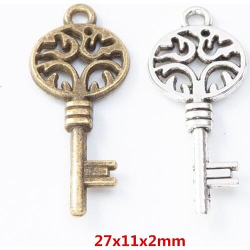 70 pieces of retro metal zinc alloy key Pendant for DIY handmade jewelry necklace making 8086