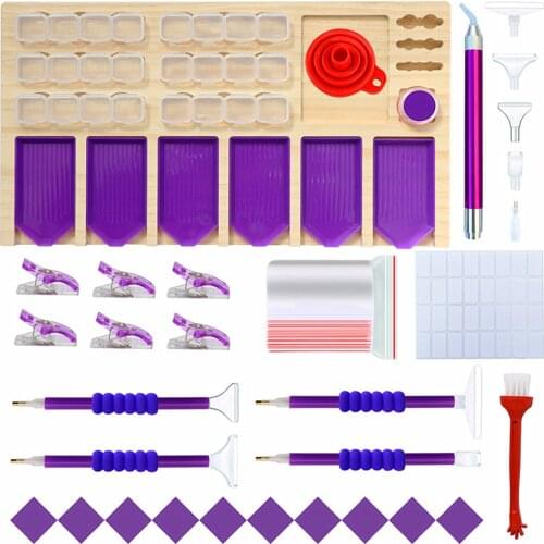 5D Diamond Painting Tool Accessories Multi-Boat Wood Tray Organizer Holder For Drill Pen And Clay And Diamond Container Storage