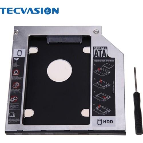 Aluminum SATA 3.0 2nd HDD Caddy 9.5mm for 2.5" SSD Case HDD Enclosure with Panel for Laptop DVD CD-ROM Optibay