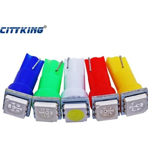 Free shipping 10pcs T5 led 5050 1SMD led t5 bulb wedge base for dashboards(Gauge bulbs) t5 led light White/Green/Blue/Red/Yellow